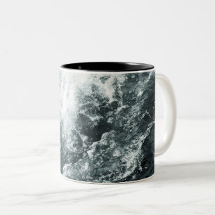 Black And White Beautiful Sea Waves Two-Tone Coffee Mug