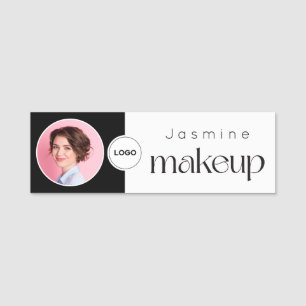 Black And White Beauty Professional MUA Photo Qr Name Tag