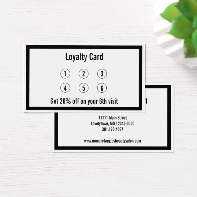 Black and White Beauty Salon Loyalty Card (Desk)