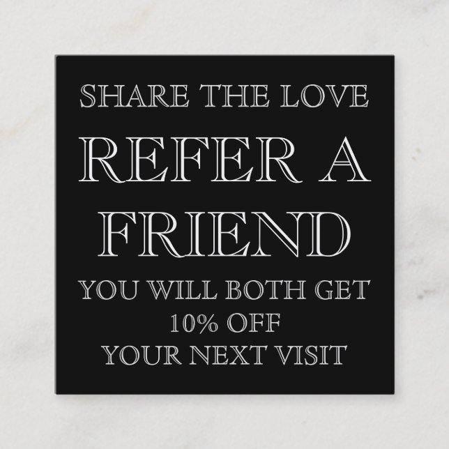 Black and White Beauty Salon Referral Card (Front)