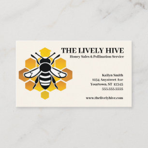 Black and White Bee on Honeycomb Beekeeper Business Card