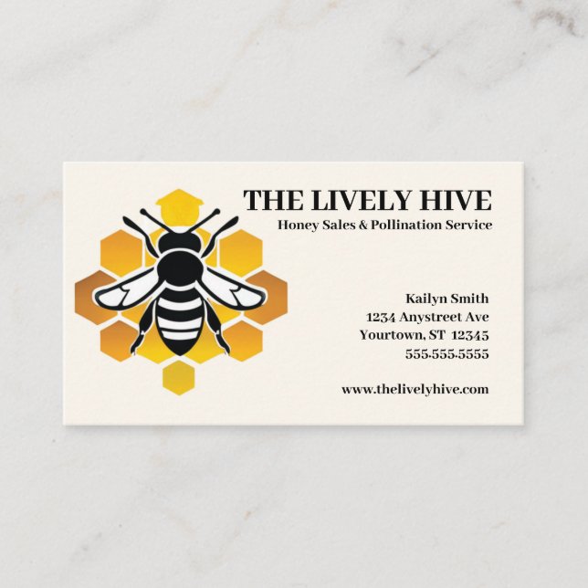 Black and White Bee on Honeycomb Beekeeper Business Card (Front)