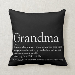 Black and White Best Ever Grandma Grandmother Cushion