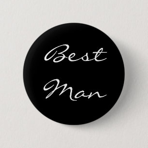 Black and White Best Man Button
