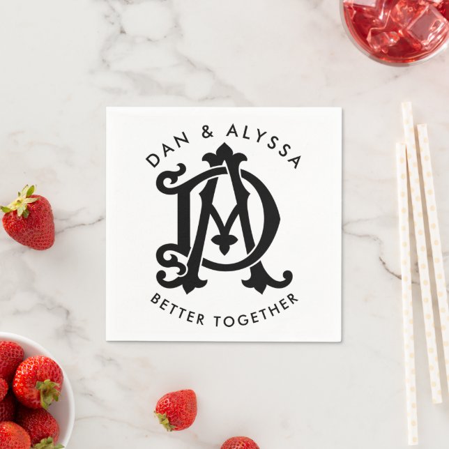 Black and White Better Together Napkin (Insitu)