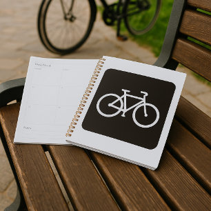 Black And White Bicycle Symbol Spiral Planner