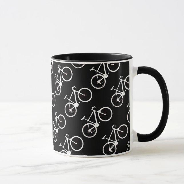 black and white bicycles patterning mug (Right)