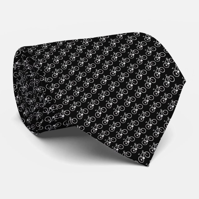 Black and White Bicycles Tie for a Cyclist (Rolled)