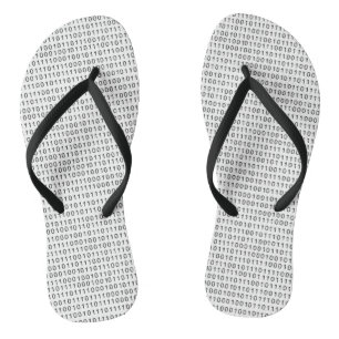 Black and White Binary Code Stripes Thongs
