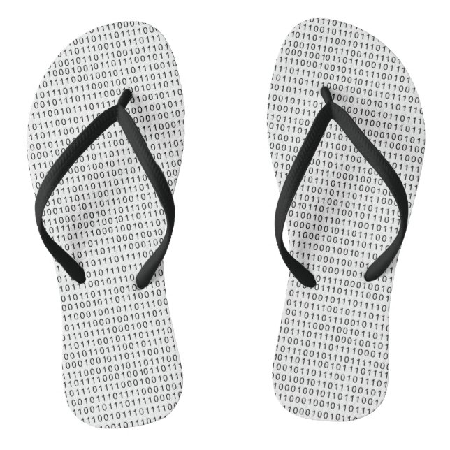 Black and White Binary Code Stripes Thongs (Footbed)