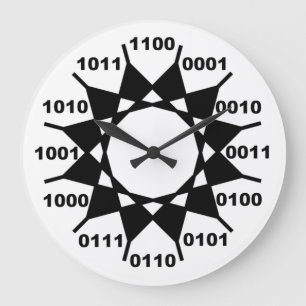 black and white binary large clock