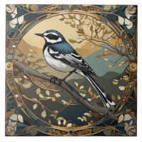 Black and White Bird Art Nouveau Art Deco