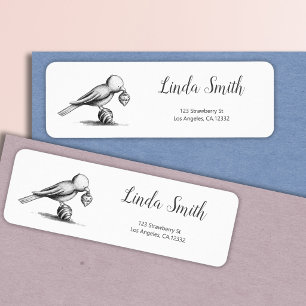 Black and White Bird Holiday Return Address Label