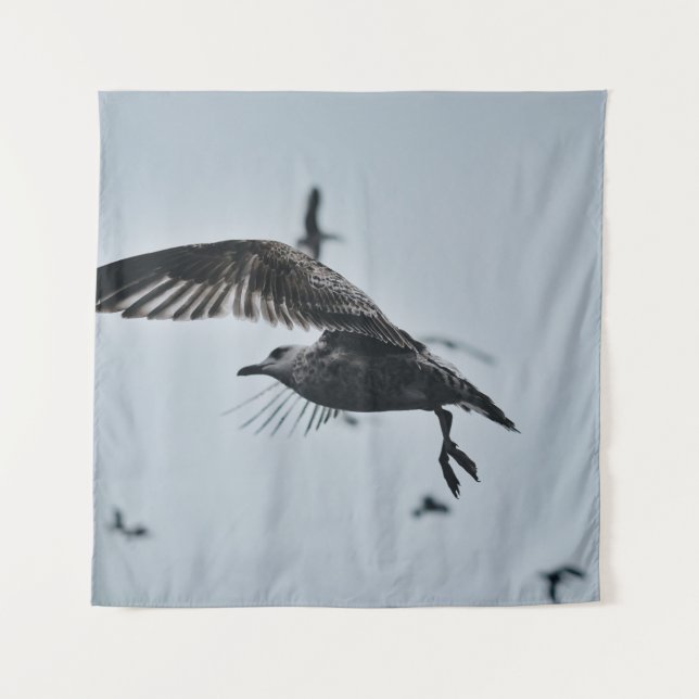 BLACK AND WHITE BIRD TAPESTRY (Front)