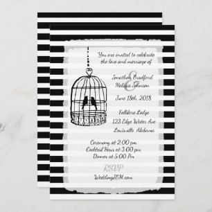Black and White  Birdcage Wedding Invitations