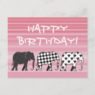 Black And White Birthday Postcard