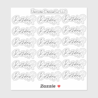 Black and White Birthday Stickers