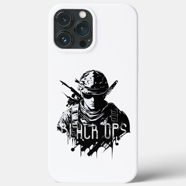 Black and White Black Ops iPhone 13 Pro Max Cases (Back)