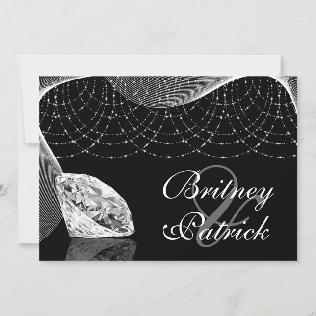 Black and White Bling Diamond Wedding Invitations (Front)