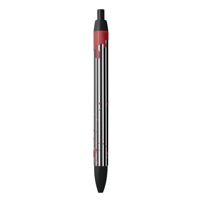 Black and White Bloody Jack Halloween Black Ink Pen (Front Vertical)