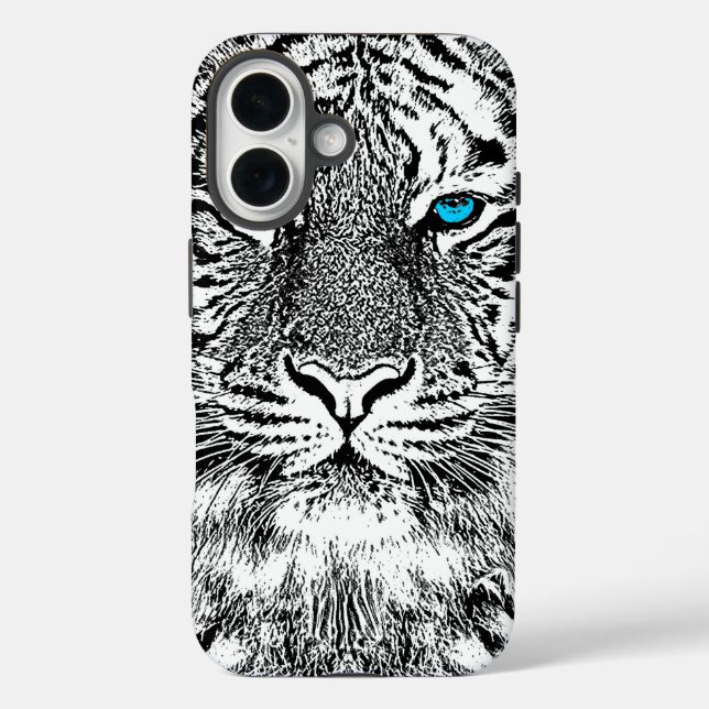 Black And White Blue Eyes Tiger design Case-Mate iPhone Case (Back)