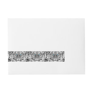 Black And White Blue Eyes Tiger Graphic Wraparound Address Label
