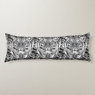Black And White Blue Eyes Tiger stripes Body Cushion