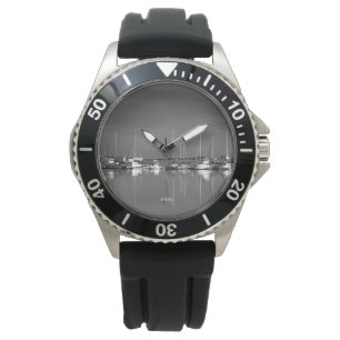 black and white boats watch
