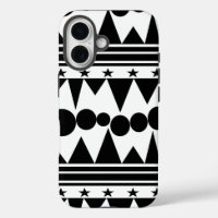 Black and White Bohemian Geometric Striped
