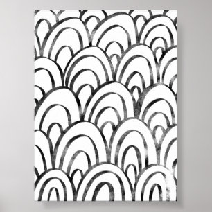Black and White Boho Abstract Rainbow Wall Art