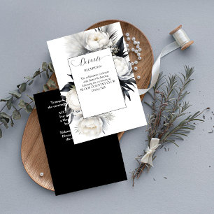 Black and white boho elegant wedding details enclosure card
