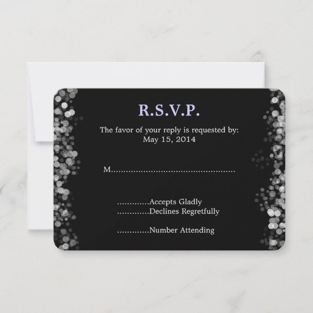 Black and White Bokeh Wedding RSVP Card (Front)