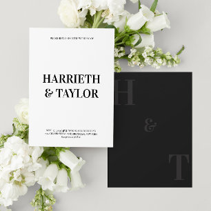 Black and White Bold Centred Monogram Wedding Invitation