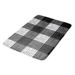 Black and White Bold Checkered Plaid Design Bath Mat