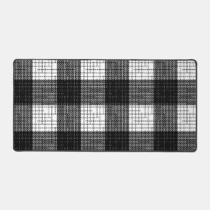 Black and White Bold Checkered Plaid Design Desk Mat