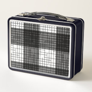Black and White Bold Checkered Plaid Design Metal Lunch Box