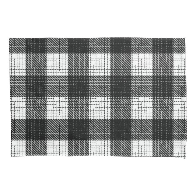 Black and White Bold Checkered Plaid Design  Pillowcase (Front)