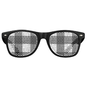 Black and White Bold Checkered Plaid Design Retro Sunglasses