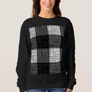 Black and White Bold Checkered Plaid Design Sweatshirt