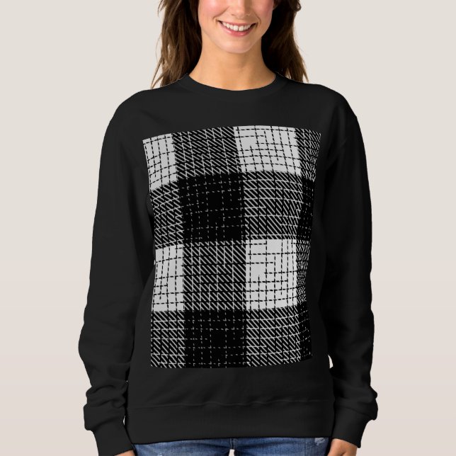 Black and White Bold Checkered Plaid Design  Sweatshirt (Front)