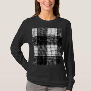 Black and White Bold Checkered Plaid Design T-Shirt