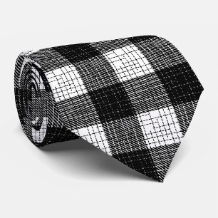 Black and White Bold Checkered Plaid Design Tie