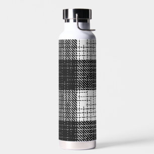 Black and White Bold Checkered Plaid Design Water Bottle