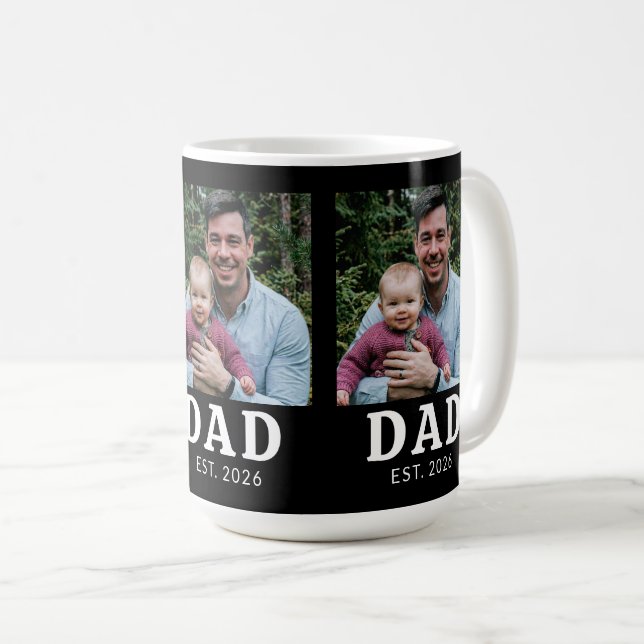 Black And White Bold Dad Established Coffee Mug (Front Right)