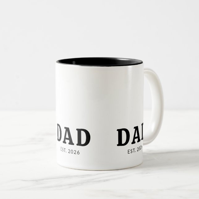 Black And White Bold Dad Established Two-Tone Coffee Mug (Front Right)