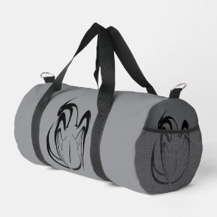 Black and White Bold Dragon Outline Duffle Bag
