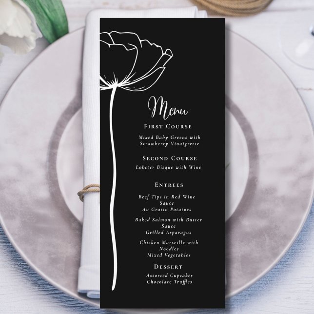 Black and White Bold Floral Modern Simple Menu (Creator Uploaded)