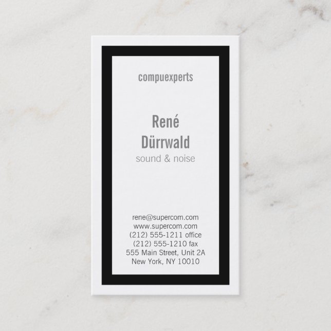 Black and White Bold Grid Business Card (Front)