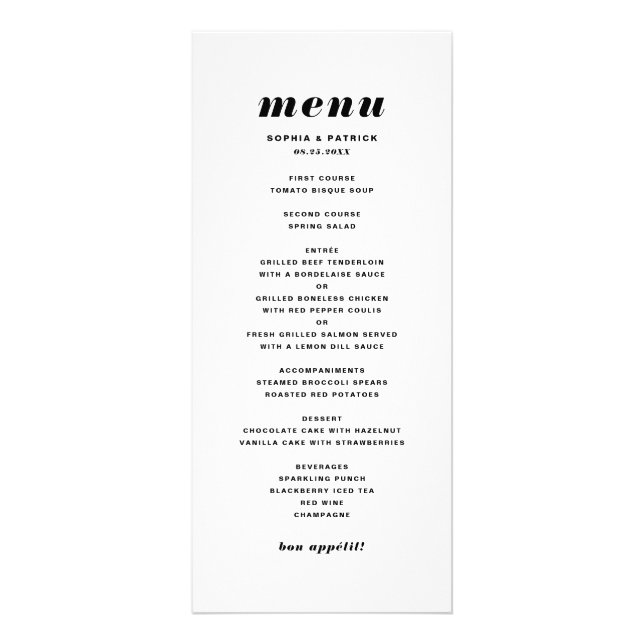 Black and White Bold Italic Typography Menu (Front)