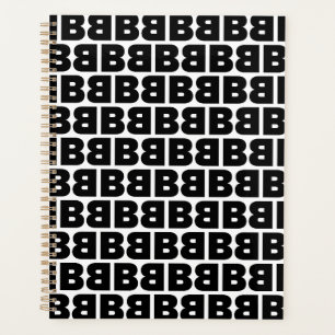 Black and White Bold Letter B Pattern Alphabet Planner